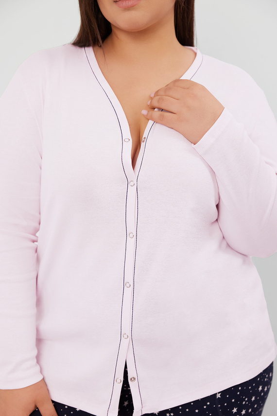 Libra Dámské pyžamo s dlouhým rukávem a kalhotami Italian Fashion - růžová/potisk