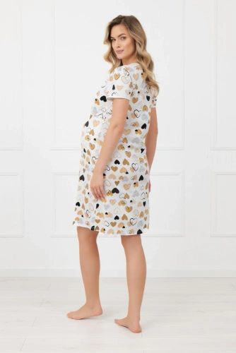 Těhotenská noční košile Ariela Italian Fashion - krátký rukáv, bavlna