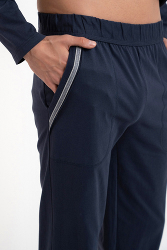 Zbyszek Pánské pyžamo s dlouhým rukávem, dlouhé kalhoty Talian Fashion - tmavě modrá