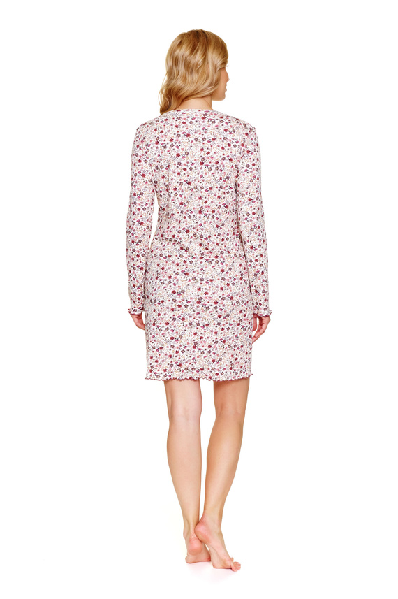 7308 Doctor Nap - Noční košile pro těhotné a kojící plus size | Bavlna s elastanem, polská výroba - flores