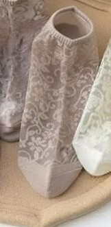 Stopky CC-251112 – dámské bavlněné s ažurovou síťkou beige