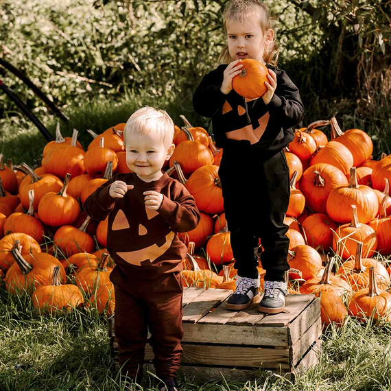 Eevi Halloween dětská tepláková souprava hnědá - teplá souprava, mikina a kalhoty