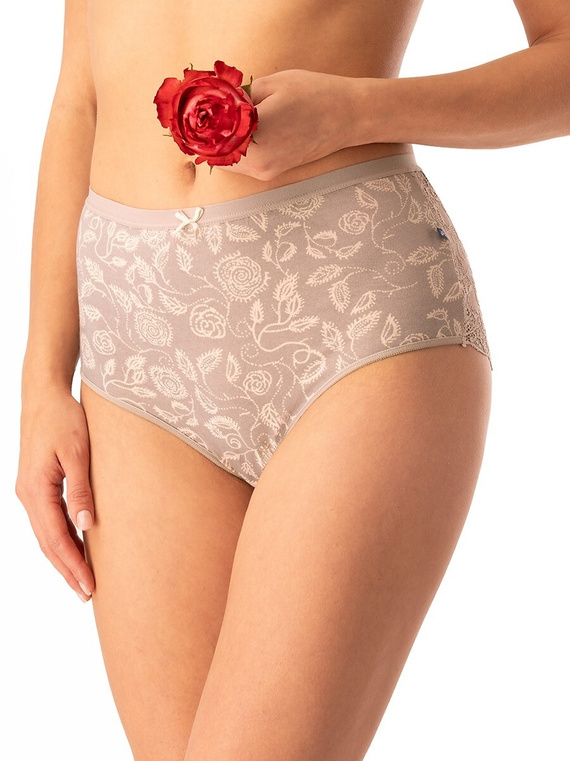 Dámské bavlněné kalhotky Key LPF 590 béžové - 2 ks v krabičce, vzadu krajka