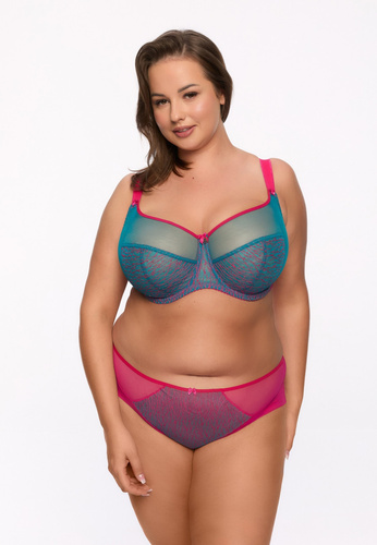 BSM 1294 Cintia maxi podprsenka Gaia soft - fuchsiově tyrkysová, design S16MX, tyl a výšivka