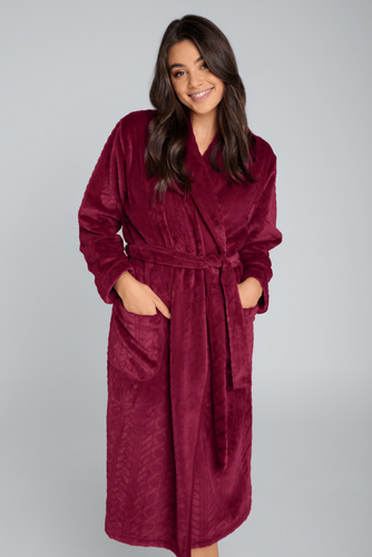 Dámský fleecový župan Bona Italian Fashion - bordó