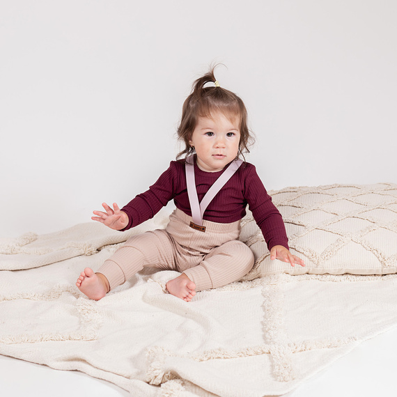 217097 Bavlněné body Alisa Nicol - vínové, žebrované, dlouhý rukáv