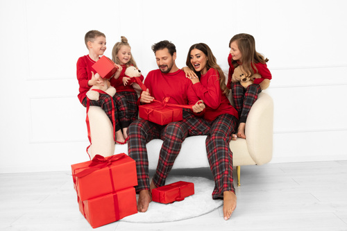 Rusoli pánské pyžamo Italian Fashion červené - károvaná bavlna, dlouhé, pohodlné