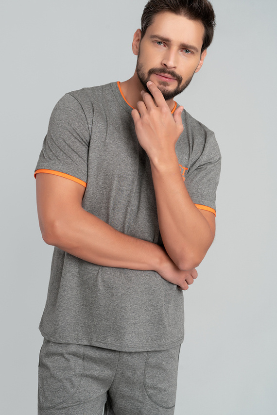 Marek Pánské pyžamo s krátkým rukávem, 3/4 kalhoty Italian Fashion- medium melange