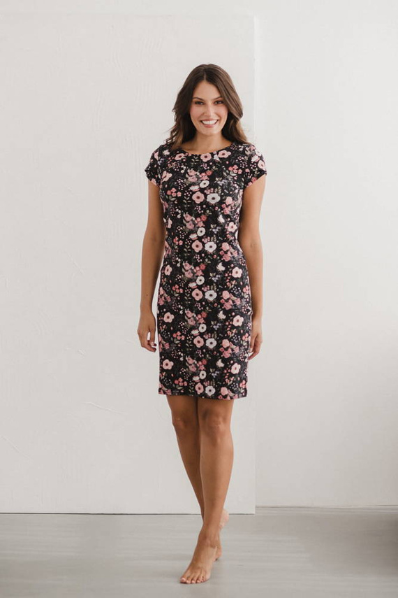 Sukienka do karmienia Milky Dress Milk&Love kwiaty na czarnym