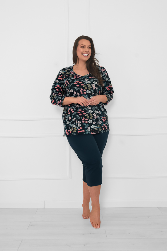 Dámské bavlněné pyžamo Lucja 3/4 rukáv a kalhoty Italian Fashion