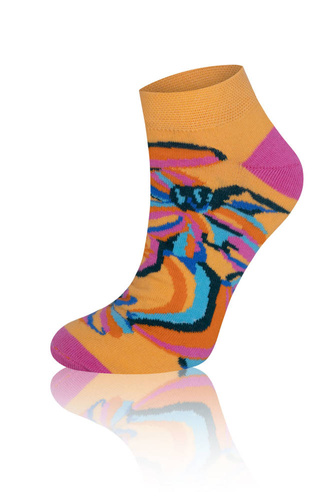 S141S Ponožky Zanzi Italian Fashion - rozcuchané/žluté/růžové