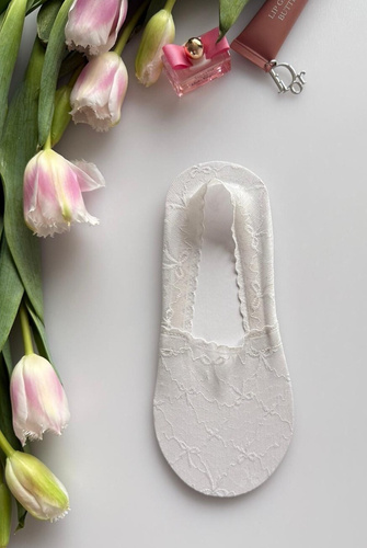 Dámské balerínkové ponožky Magnetis krajkové se silikonem – neviditelné white