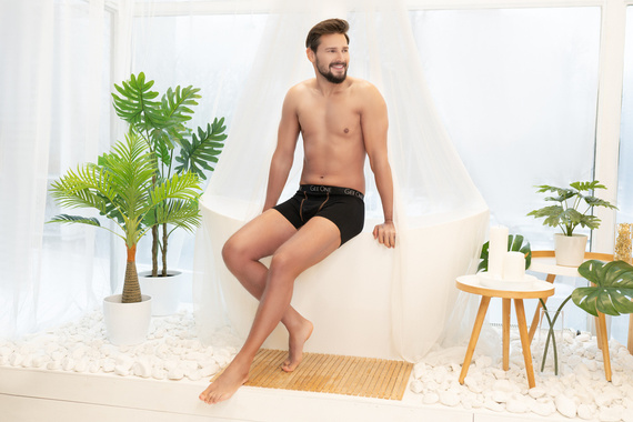 Fluo pánské boxerky Italian Fashion - černá/fluo oranžová