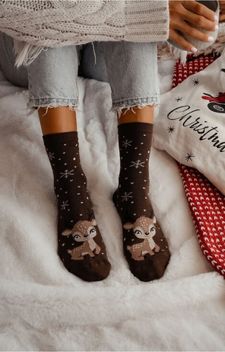 1283-036 Dámské ponožky Little Reindeer Milena hnědé - slavnostní, barevné, bavlněné