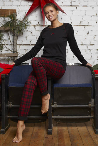 Ordesa Dámské pyžamo s dlouhým rukávem, dlouhé kalhoty Italian Fashion - černá/potisk