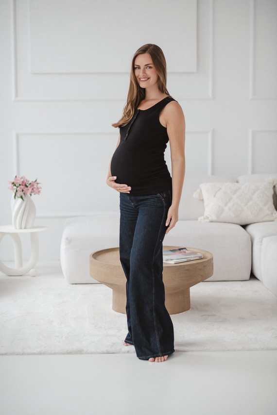 Těhotenské a kojící tričko - žebrované, bez ramínek Milk&Love černé