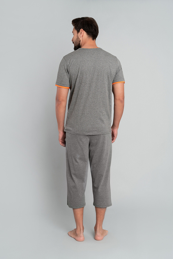 Marek Pánské pyžamo s krátkým rukávem, 3/4 kalhoty Italian Fashion- medium melange