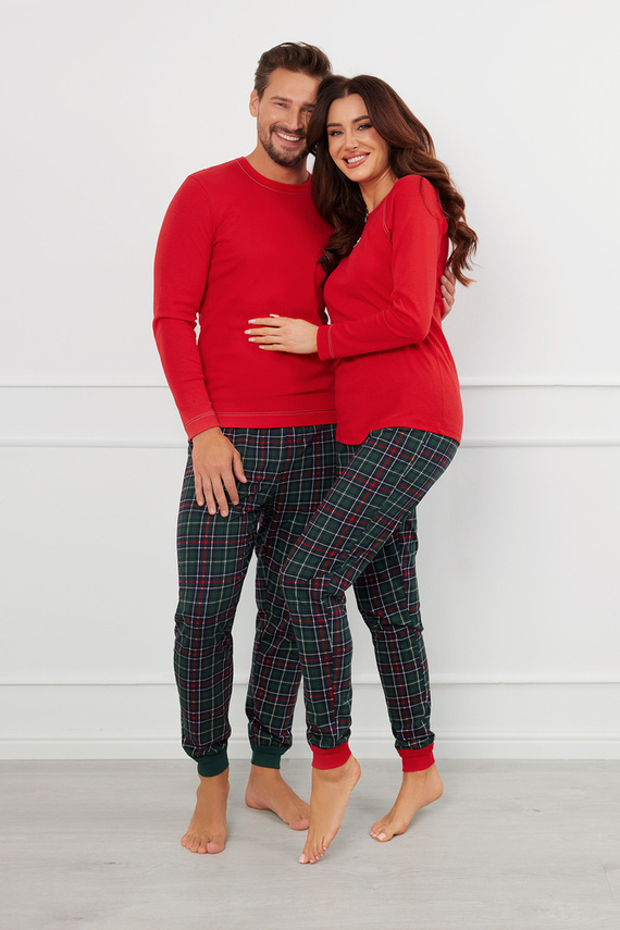 Fogo Pánské pyžamo s dlouhým rukávem, dlouhé kalhoty Italian Fashion - červená/potisk