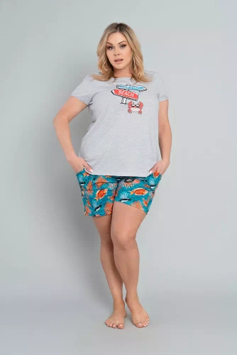 Oceania Dámské pyžamo s krátkým rukávem, šortky Italian Fashion- melange/print