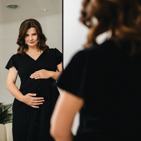 Linda Těhotenská rozepínací košile Eevi černá - na kojení, elastická, prodyšná, polská kvalita