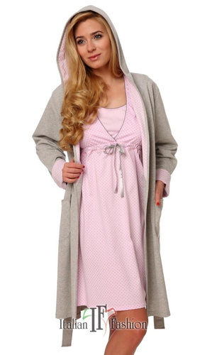 Dámský pohodlný župan Italian Fashion - melanž/růžová