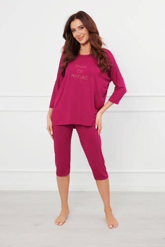 Natura Dámské 3/4 pyžamo Italian Fashion - víno