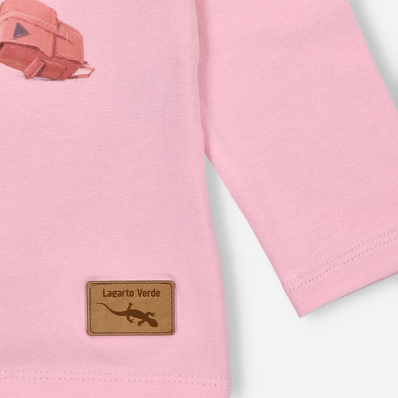 KAR-3011 Dívčí halenka s dlouhým rukávem Lagarto Verde pink - stylová, bavlna, polská výroba