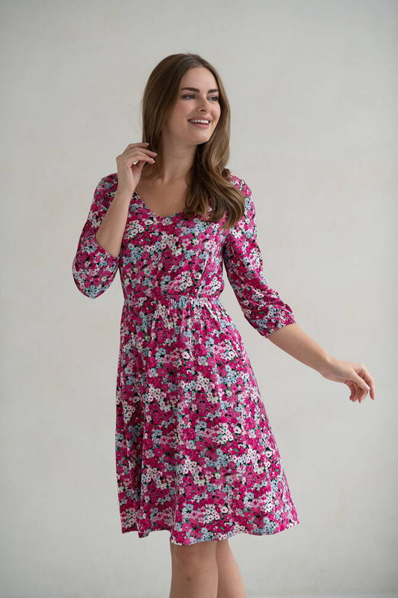 Lovely Dress Midi sukienka ciążowa i do karmienia rękaw 3/4 Milk&Love w kwiatuszki