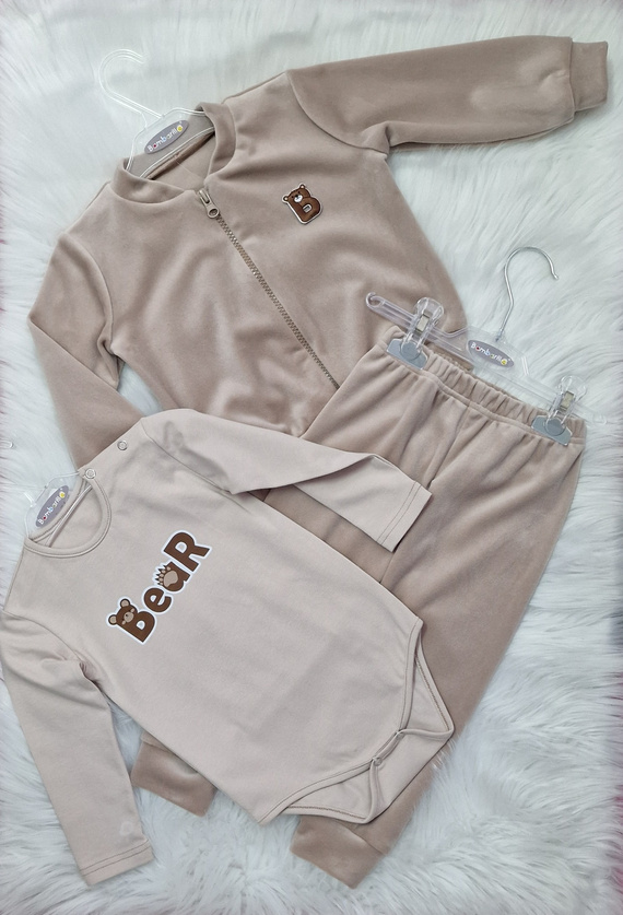 Dětská tepláková souprava Bear velour Bambarillo beige | Soft set