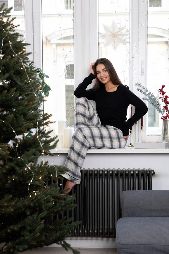 Blanche Dámské flanelové pyžamo Sensis - černé