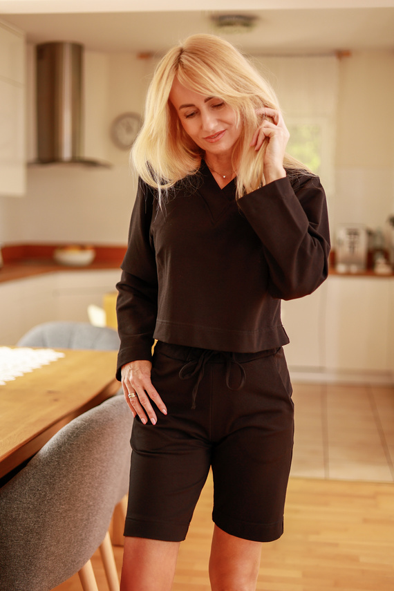 Diego - dámský komplet: halenka + šortky, 95% bavlna 5% elastan | Polská značka Mirale - černá