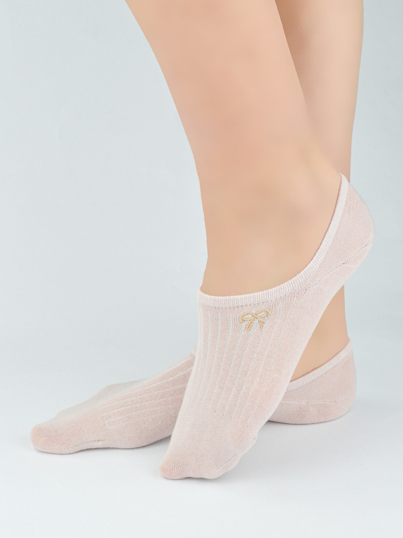 Dámské baleríny Noviti ST097 bavlněné pruhované s dekorativním vyšívaným detailem