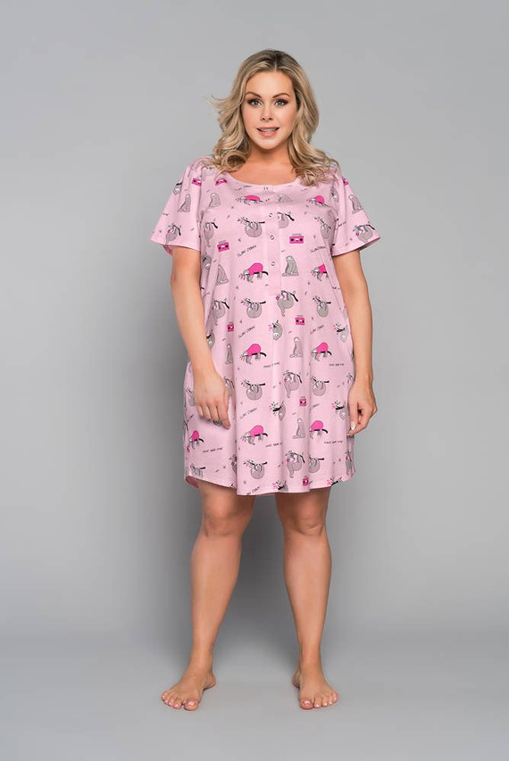 Orso Noční košile s krátkým rukávem a potiskem Italian Fashion - růžová