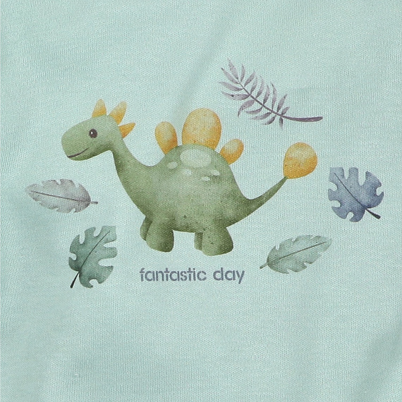 ABN-5566 Dino Explorer body z organické bavlny Nini mint z organické bavlny, dlouhý rukáv