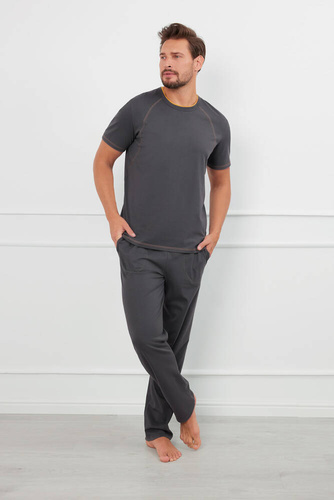 Salomon Pánské pyžamo s krátkým rukávem, dlouhé kalhoty Italian Fashion - graphite/honey