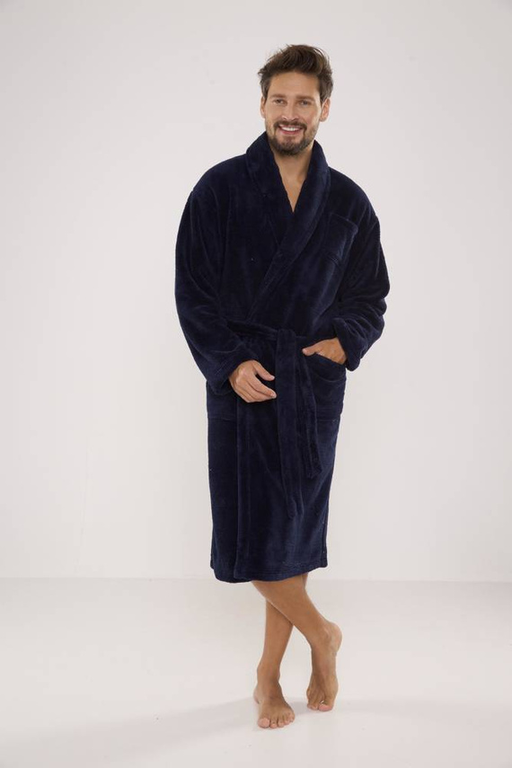 811 De Lafense pánský plyšový župan - tmavě modrý