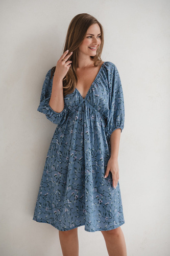 Milk Sun Těhotenské a kojící šaty Milk&Love modré květinové šaty