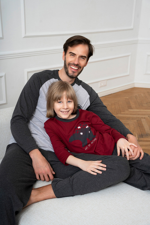 Chlapecké pyžamo Morten Italian Fashion burgundy/c.melange