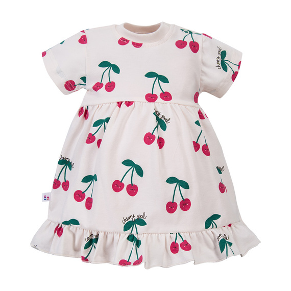 Dívčí šaty ecru s třešněmi Cherry Eevi – měkké, pohodlné, ideální na jaro a léto