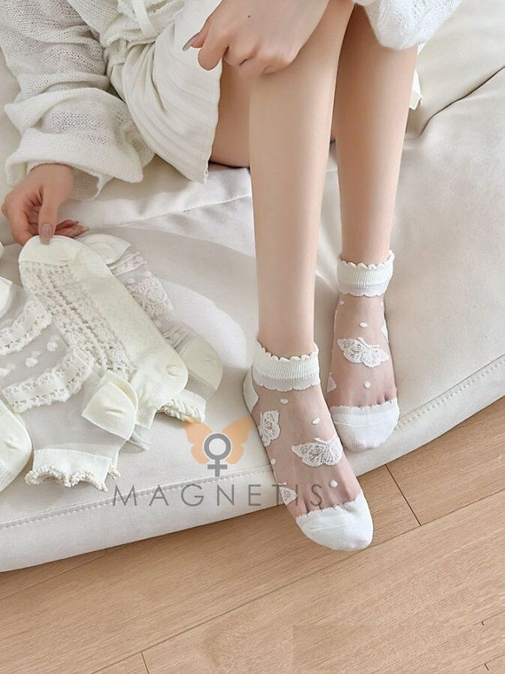 Dámské bavlněné kotníkové ponožky Magnetis CC-251106 ecru se vzorem