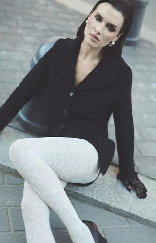 1235 Perse punčocháče Gabriella ecru- ornament 60 den, 3D technologie