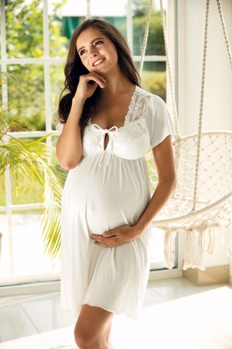 3012 Těhotenská a kojící noční košile Lupoline ecru