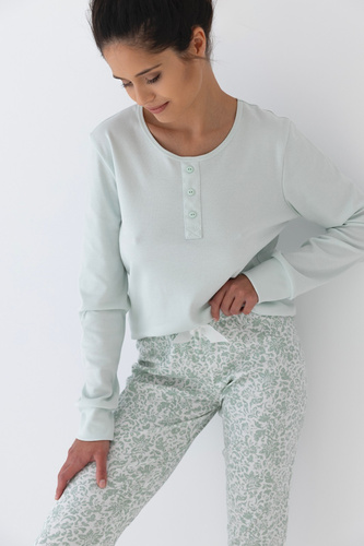 Olivové dámské pyžamo Sensis Interlock - mátové