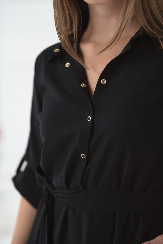 Těhotenská a kojící košilka Milk&Love černá | Modal, 3/4 rukávy, regulace v pase