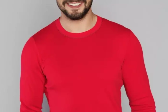 Narwik Pánské pyžamo s dlouhým rukávem, dlouhé kalhoty Italská móda - červená/potisk