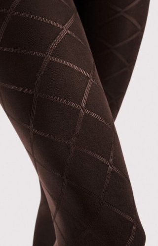 G 6129 Fusil Tights Fiore 40 den mocca geometrické kosočtverce, mikrovlákno