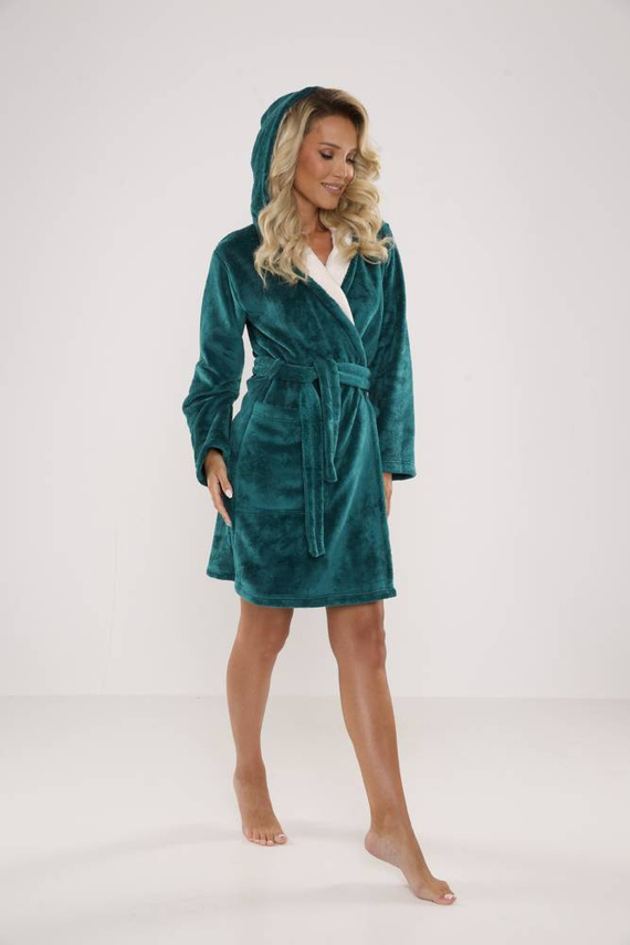 627 Soraya Dámský krátký župan Forex - zelený / ecru