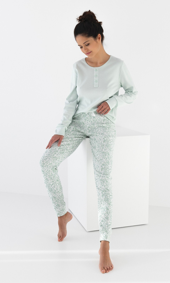 Olivové dámské pyžamo Sensis Interlock - mátové
