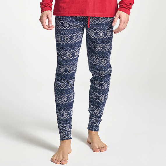 Albano Pánské pyžamo Sorbetto červené - Vánoce, s tučňákem