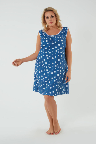 Noční a kojící košile Raba, široká ramínka Italská móda - modrý potisk